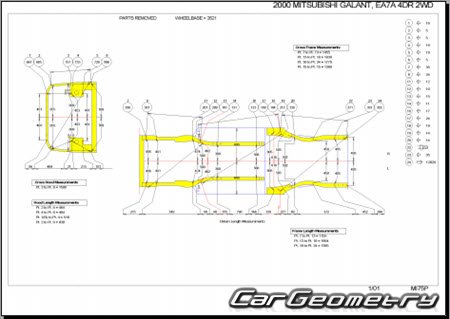 Mitsubishi Aspire & Galant (EA# EC#) 1996-2003 (RH Japanese market) Body dimensions