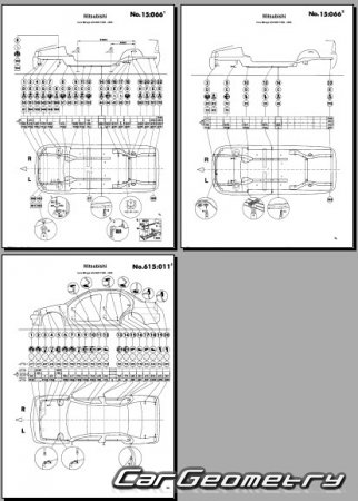 Mitsubishi Lancer & Mirage 1995-2000 (RH Japanese market) Body dimensions