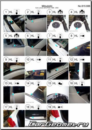 Mitsubishi Lancer & Mirage 1995-2000 (RH Japanese market) Body dimensions