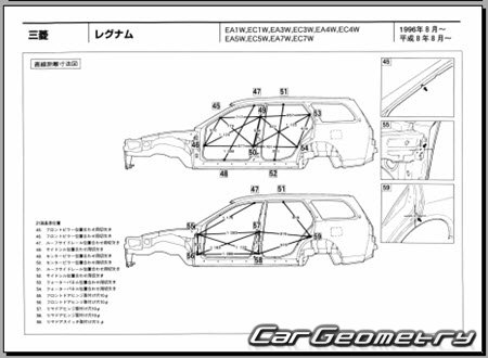 Mitsubishi Galant & Legnum (EA# EC#) 1996-2003 (RH Japanese market) Body dimensions