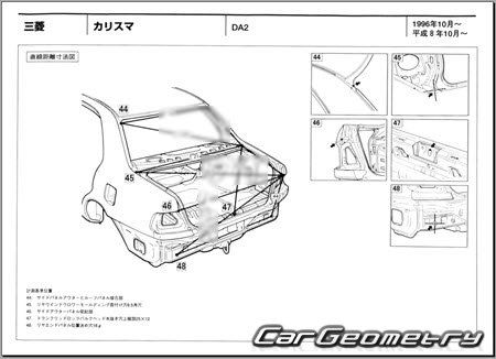 Mitsubishi Carisma (DA2) 1996-1999 (RH Japanese market) Body dimensions