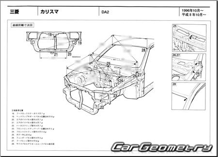 Mitsubishi Carisma (DA2) 1996-1999 (RH Japanese market) Body dimensions