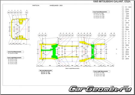 Mitsubishi Galant 1992-1996 (RH Japanese market) Body dimensions