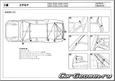 Mitsubishi Eterna 1992-1996 (RH Japanese market) Body dimensions