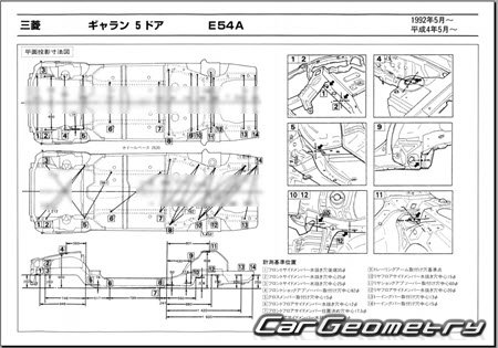 Mitsubishi Galant 5DR (E54A E74A) 1994-1996 (RH Japanese market) Body dimensions