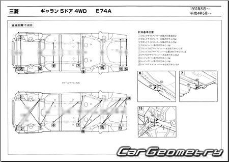 Mitsubishi Galant 5DR (E54A E74A) 1994-1996 (RH Japanese market) Body dimensions