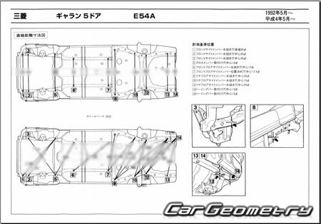 Mitsubishi Galant 5DR (E54A E74A) 1994-1996 (RH Japanese market) Body dimensions