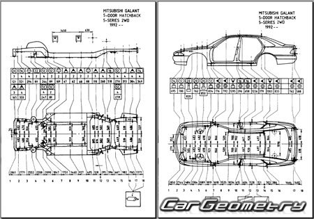 Mitsubishi Galant 5DR (E54A E74A) 1994-1996 (RH Japanese market) Body dimensions