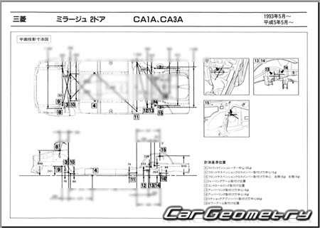 Mitsubishi Mirage (2DR 3DR) 1991-1995 (RH Japanese market) Body dimensions