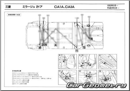 Mitsubishi Mirage (2DR 3DR) 1991-1995 (RH Japanese market) Body dimensions