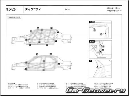 Mitsubishi Dignity & Proudia (S32A S33A S43A) 19992001 (RH Japanese market) Body dimensions