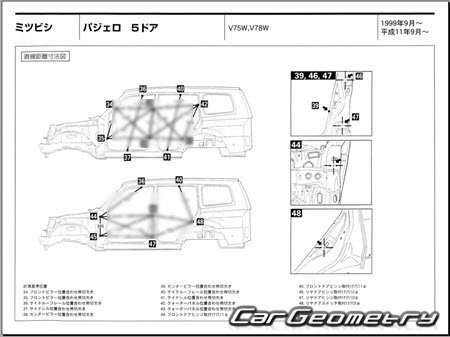 Mitsubishi Pajero III (3DR 5DR) 1999-2006 (RH Japanese market) Body dimensions