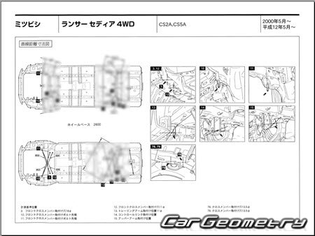 Mitsubishi Lancer Cedia (CS2A CS5A) 2000-2003 (RH Japanese market) Body dimensions