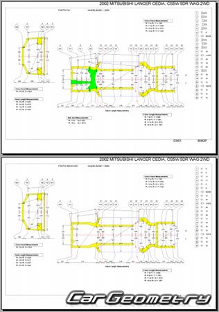Mitsubishi Lancer Cedia Wagon (CS5W) 2000-2003 (RH Japanese market) Body dimensions