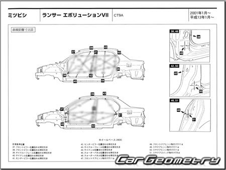 Mitsubishi Lancer Evolution VII (CT9A) 2001-2002 (RH Japanese market) Body dimensions