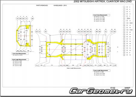 Mitsubishi Airtrek (CU2W CU4W) 20012005 (RH Japanese market) Body dimensions