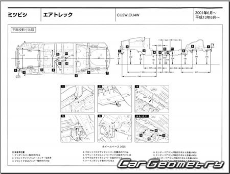 Mitsubishi Airtrek (CU2W CU4W) 20012005 (RH Japanese market) Body dimensions