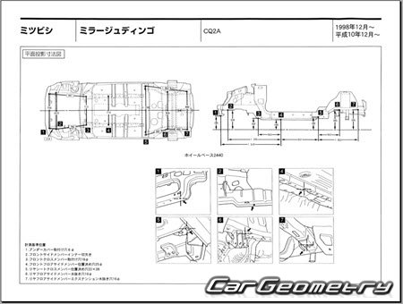 Mitsubishi Mirage Dingo (CQ2A) 1998-2002 (RH Japanese market) Body dimensions