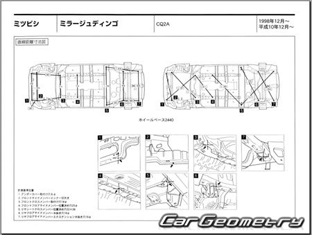 Mitsubishi Mirage Dingo (CQ2A) 1998-2002 (RH Japanese market) Body dimensions