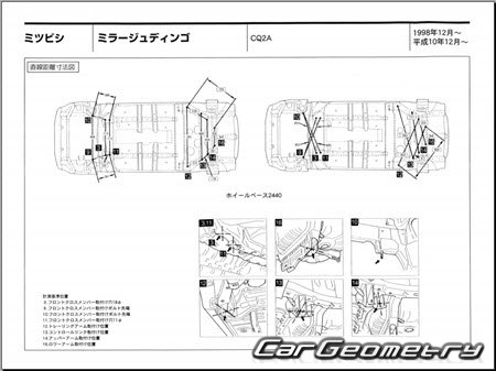 Mitsubishi Mirage Dingo (CQ2A) 1998-2002 (RH Japanese market) Body dimensions