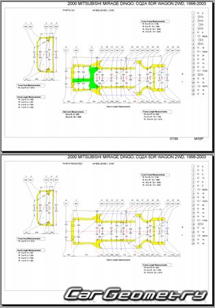 Mitsubishi Mirage Dingo (CQ2A) 1998-2002 (RH Japanese market) Body dimensions