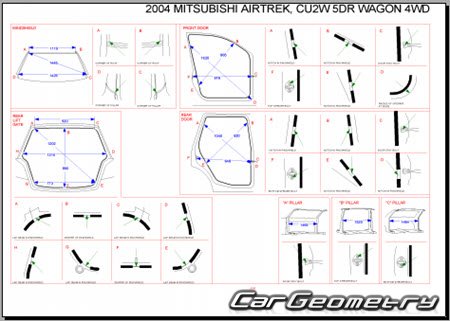 Mitsubishi Airtrek Sport Gear (CU4) 2003-2005 (RH Japanese market) Body dimensions