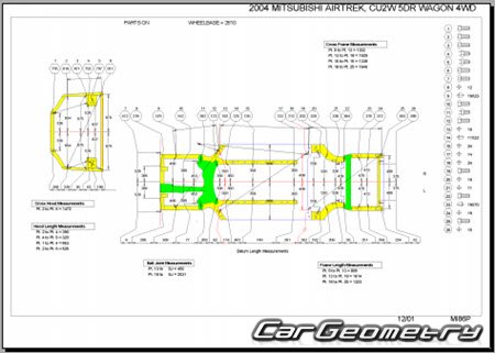 Mitsubishi Airtrek Sport Gear (CU4) 2003-2005 (RH Japanese market) Body dimensions