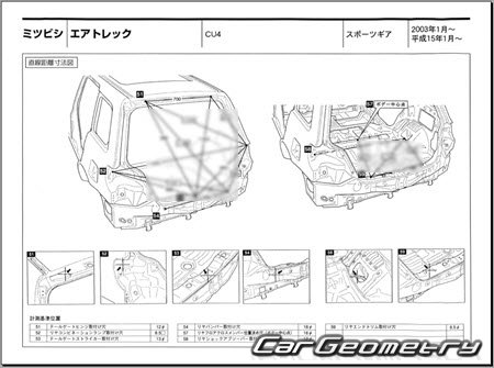 Mitsubishi Airtrek Sport Gear (CU4) 2003-2005 (RH Japanese market) Body dimensions