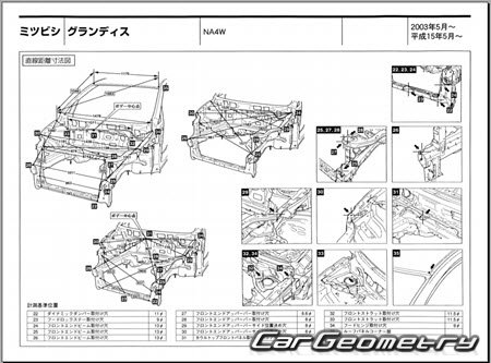 Mitsubishi Grandis (NA4W) 2003-2009 (RH Japanese market) Body dimensions