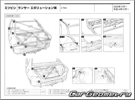 Mitsubishi Lancer Evolution VIII (CT9A) 2003-2005 (RH Japanese market) Body dimensions