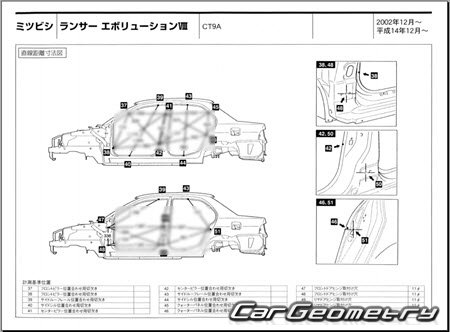 Mitsubishi Lancer Evolution VIII (CT9A) 2003-2005 (RH Japanese market) Body dimensions