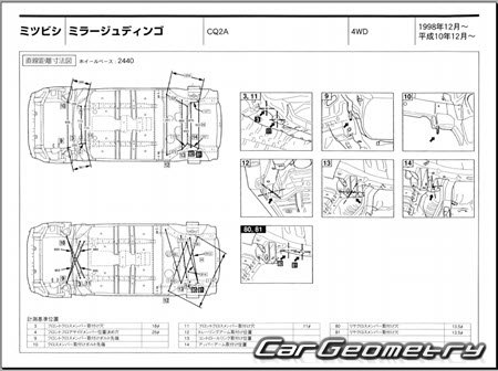 Mitsubishi Mirage Dingo (CQ#) 1998-2002 (RH Japanese market) Body dimensions