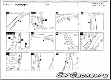 Mitsubishi Outlander (CW5W) 2005-2012 (RH Japanese market) Body dimensions