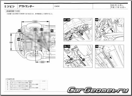 Mitsubishi Outlander (CW5W) 2005-2012 (RH Japanese market) Body dimensions