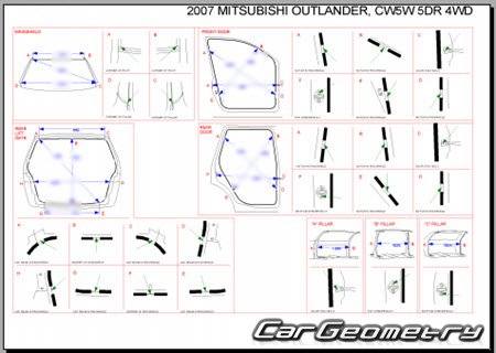 Mitsubishi Outlander (CW5W) 2005-2012 (RH Japanese market) Body dimensions