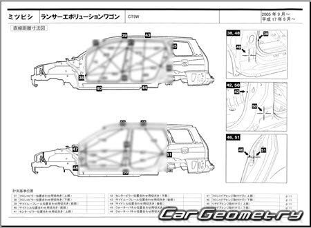 Mitsubishi Lancer Evolution Wagon (CT9W) 2005-2006 (RH Japanese market) Body dimensions