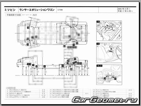 Mitsubishi Lancer Evolution Wagon (CT9W) 2005-2006 (RH Japanese market) Body dimensions