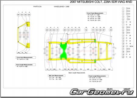 Mitsubishi Colt (Z20) 2002-2012 (RH Japanese market) Body dimensions