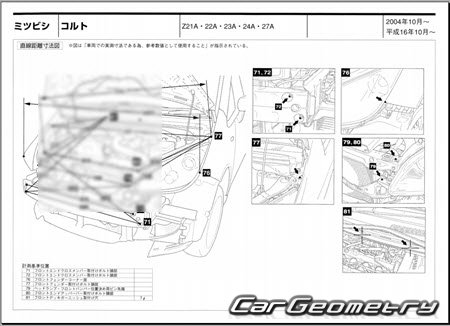 Mitsubishi Colt (Z20) 2002-2012 (RH Japanese market) Body dimensions