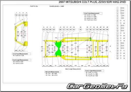 Mitsubishi Colt Plus 2004-2012 (RH Japanese market) Body dimensions