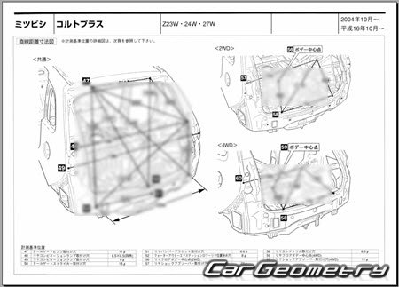 Mitsubishi Colt Plus 2004-2012 (RH Japanese market) Body dimensions