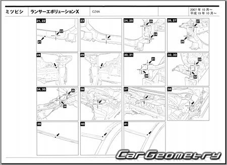 Mitsubishi Lancer Evolution X (CZ4A) 2007-2016 (RH Japanese market) Body dimensions