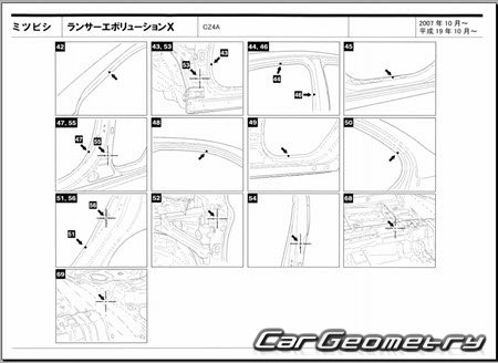 Mitsubishi Lancer Evolution X (CZ4A) 2007-2016 (RH Japanese market) Body dimensions