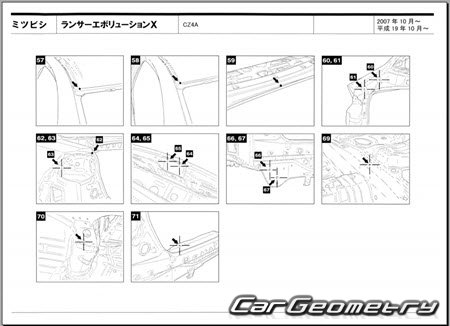 Mitsubishi Lancer Evolution X (CZ4A) 2007-2016 (RH Japanese market) Body dimensions