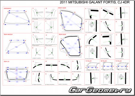 Mitsubishi Galant Fortis (CY4A) 2007-2015 (RH Japanese market) Body dimensions