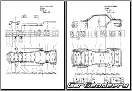 Nissan Bluebird (U11) & Bluebird Maxima (PU11) 19831990 (RH Japanese market) Body dimensions