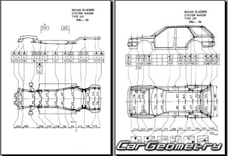 Nissan Bluebird (U11) & Bluebird Maxima (PU11) 19831990 (RH Japanese market) Body dimensions