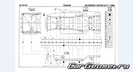 Nissan Bluebird (U11) & Bluebird Maxima (PU11) 19831990 (RH Japanese market) Body dimensions