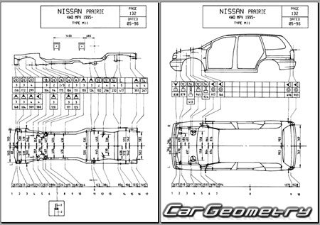 Nissan Prairie Joy (M11) 19951998 (RH Japanese market) Body dimensions