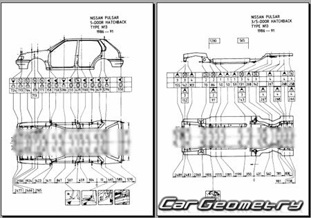 Nissan Pulsar & Langley & Liberta Villa (N13) 19861990 (RH Japanese market) Body dimensions